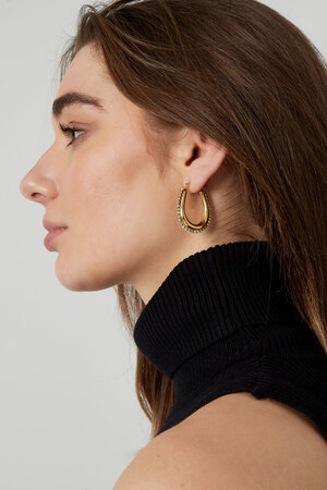 Drop shaped earrings with stones - gold h5 Picture4